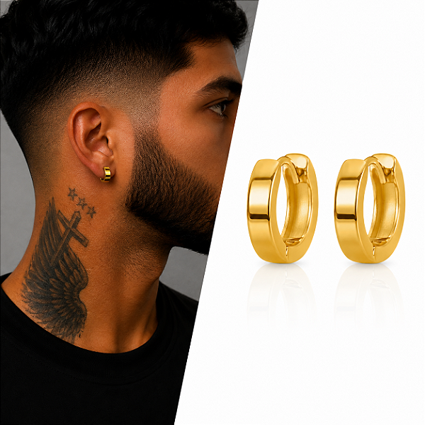 Brinco Argola Ney Lisa Chapada – Banhado a Ouro 18K