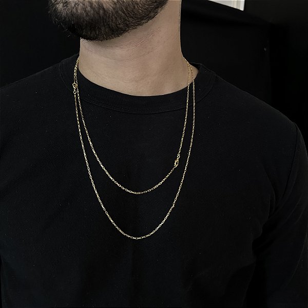 CORRENTES TIJOLINHO (1.8mm - 60CM + 70CM)- 8G - BANHO DE OURO 18K