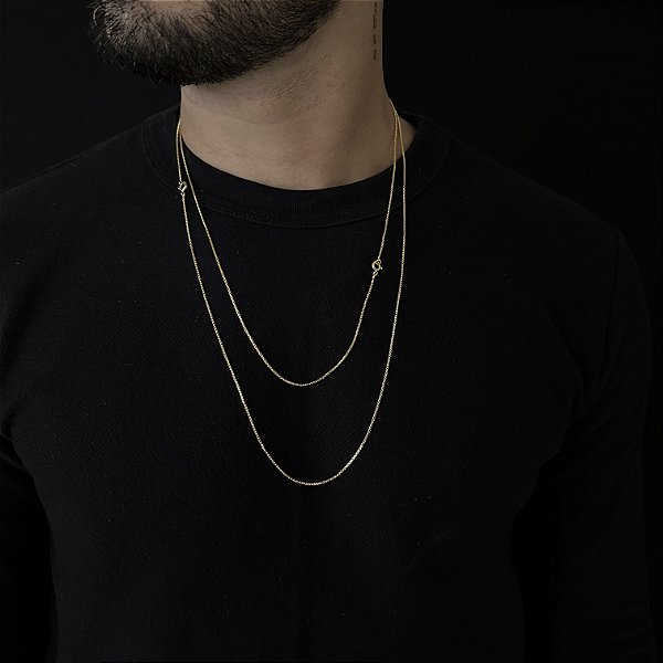 CORRENTE VENEZIANA (1.8mm - 60CM + 70CM)- 8G - BANHO DE OURO 18K
