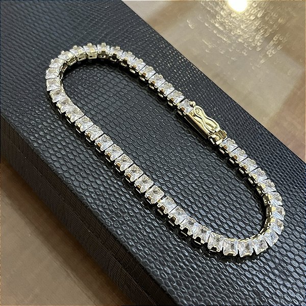 Pulseira Riviera 5mm 21cm – Banhada a Ouro 18K
