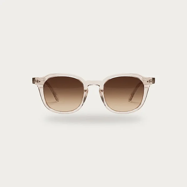 Óculos de Sol Redondo Transparente Cristal com Lente Marrom Degradê e Proteção UV400