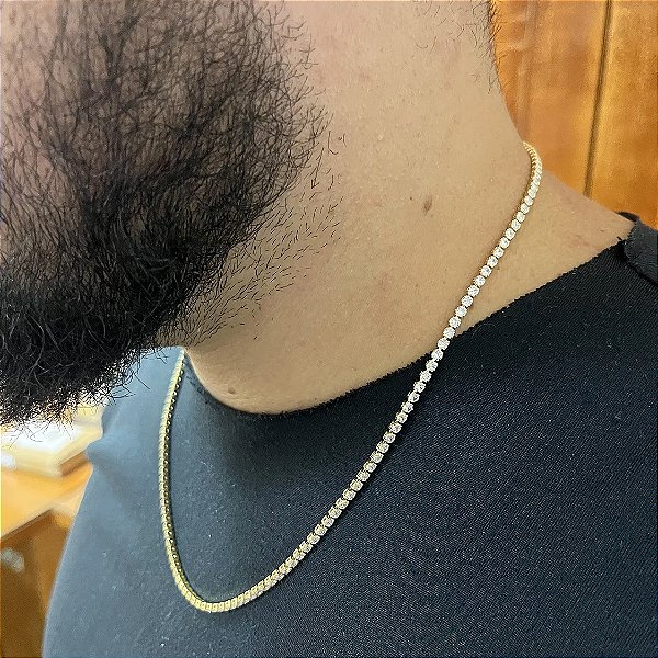 Corrente Riviera 3mm 50cm – Banhada a Ouro 18K