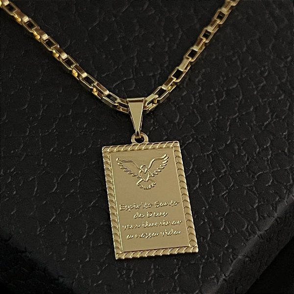 Pingente Placa Espírito Santo – Banhado a Ouro 18K