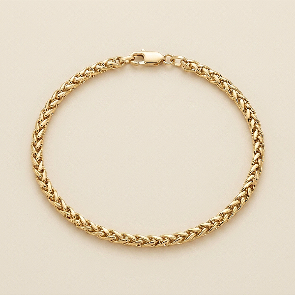 Pulseira Peruana 5mm 17cm a 20cm – Banhada a Ouro 18K