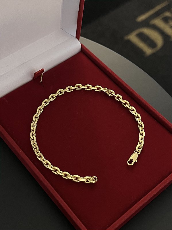 PULSEIRA  CADEADO  (3mm) Escolha  17cm a 21cm - Banhado a Ouro 18K