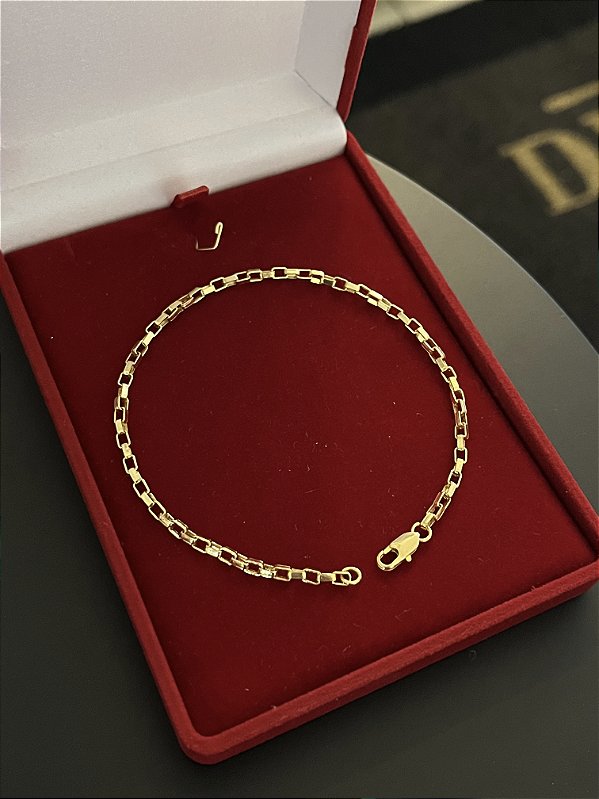 PULSEIRA  TIJOLINHO  (2mm) Escolha  17cm a 21cm - Banhado a Ouro 18K
