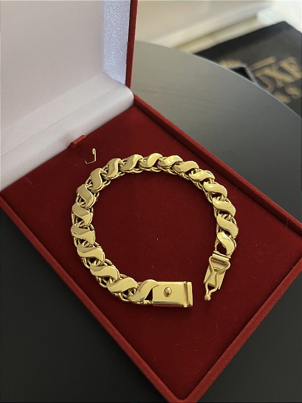 PULSEIRA  FRISO S (8mm) Escolha  17cm a 21cm - Banhado a Ouro 18K