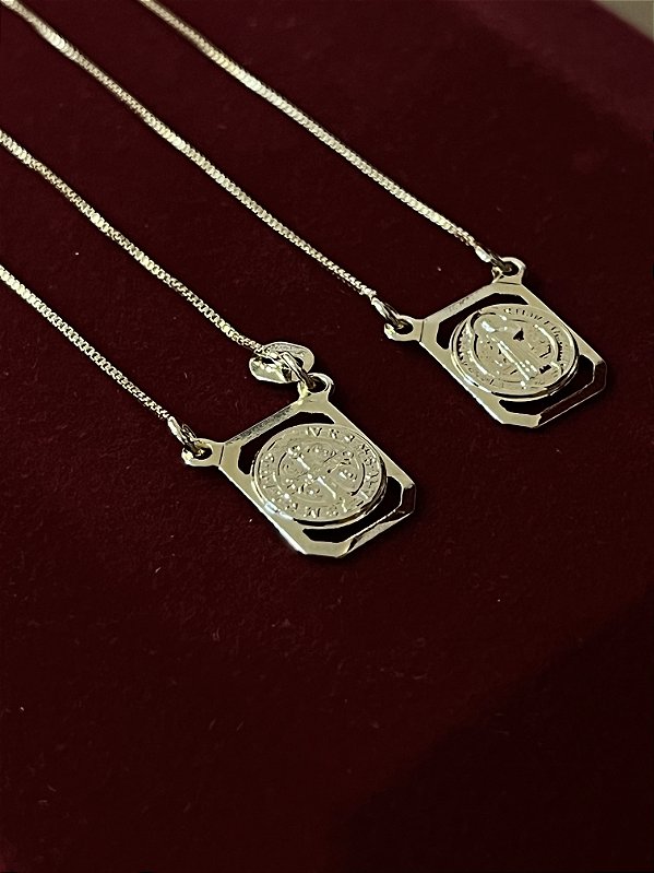 ESCAPULÁRIO SÃO BENTO CORRENTE VENEZIANA (1.8MM 60cm ou 70cm) -  BANHADO A OURO 18k