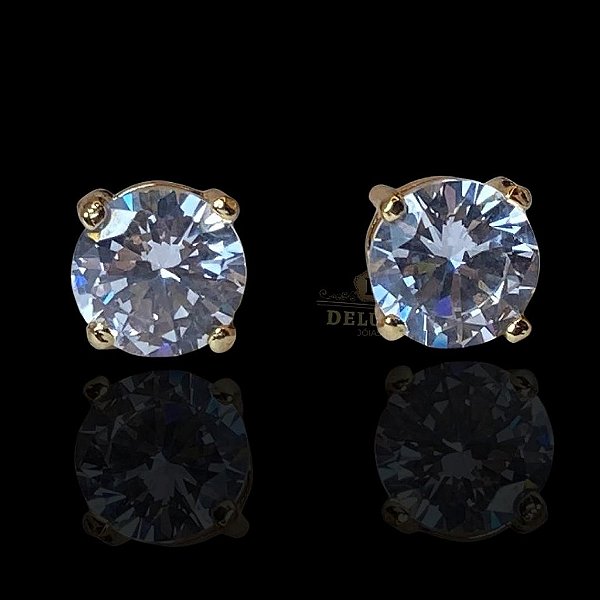 PAR DE BRINCO SOLITÁRIO ZIRCÔNIA PREMIUM - 5MM - BANHADO A OURO 18k