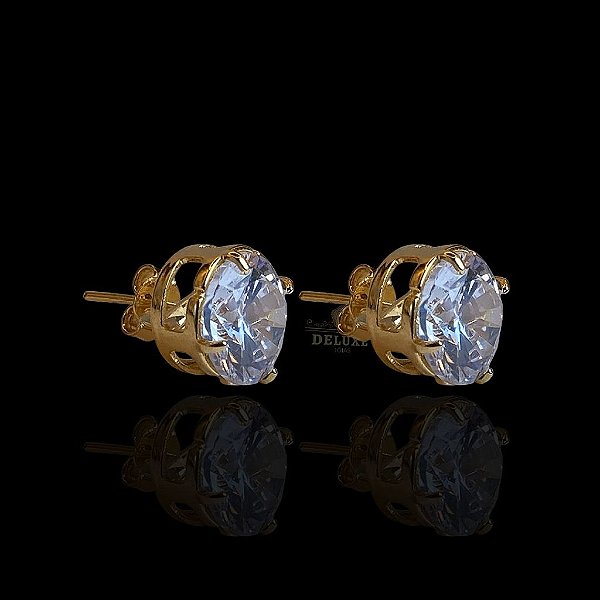 PAR DE BRINCO REDONDO ZIRCONIA PREMIUM( 6mm) - BANHADO A OURO 18K.