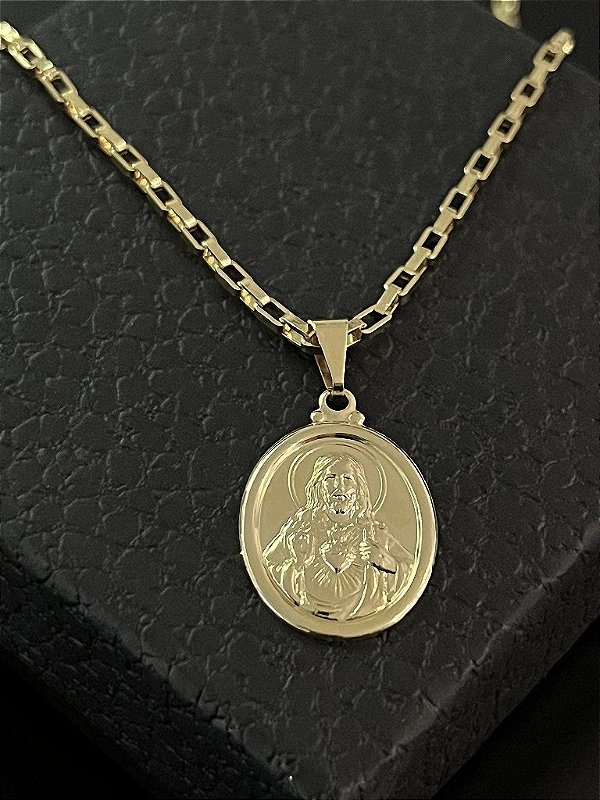 PINGENTE MEDALHA JESUS -  2g; 2x3,5cm- BANHO DE OURO 18K