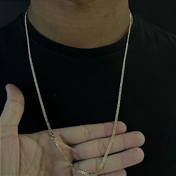 Corrente Piastrine 2mm – Escolha o Tamanho 50, 60 ou 70cm – Banhada a Ouro 18K
