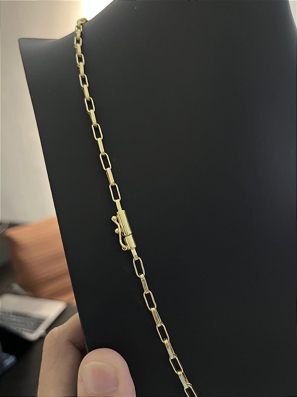 CORRENTE TIJOLINHO ALONGADO (3MM- 70CM) - BANHADO A OURO 18K