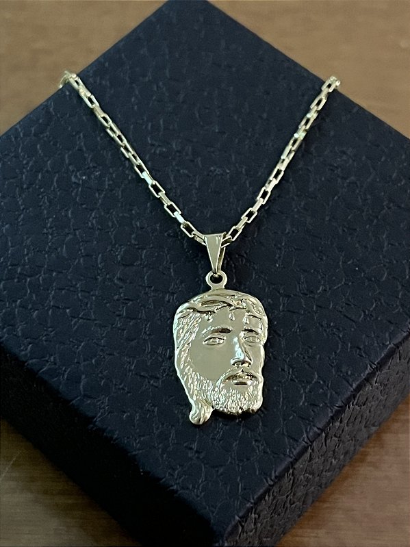 PINGENTE ROSTO DE JESUS CRISTO P  (8g- 2x2cm) - BANHO DE OURO 18k
