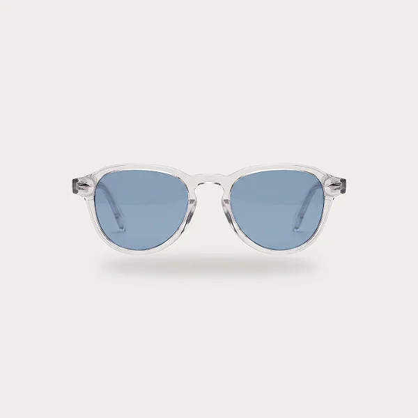 Óculos de Sol Redondo Transparente com Lente Azul e Proteção UV400