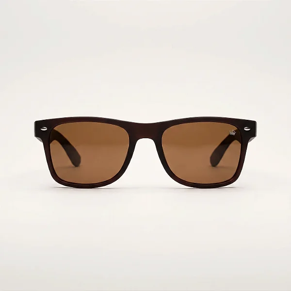 Óculos de Sol Wayfarer Preto Fosco com Lente Marrom e Proteção UV400