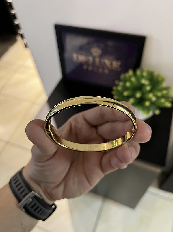 BRACELETE BOLEADO LISO  ( 5mm -13g)-21cm - BANHADO A OURO 18K