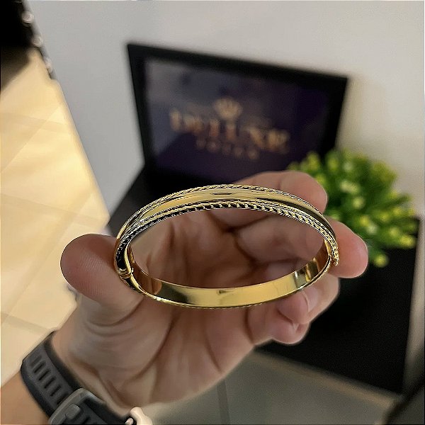 Bracelete Borda Boleada Frisada – Banhado a Ouro 18K