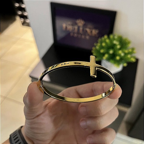 Bracelete Cruz Única – Banhado a Ouro 18K