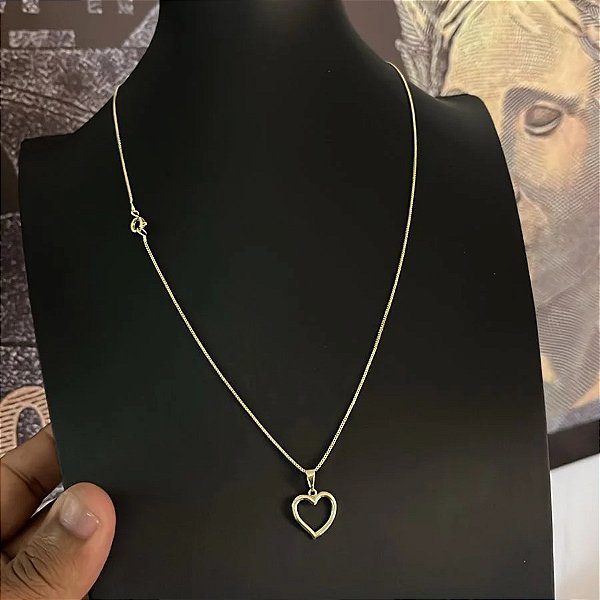 Corrente Veneziana 2mm 60cm + Pingente Coração – Banhada a Ouro 18K