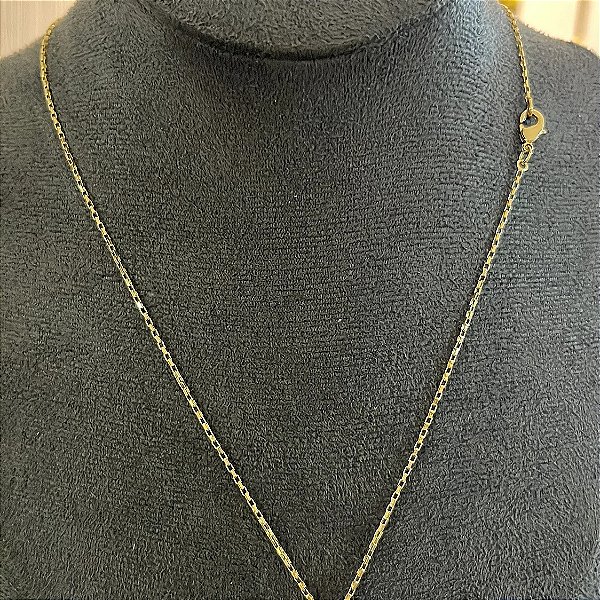 Corrente Tijolinho 2mm 50cm + Pingente Coração – Banhada a Ouro 18K