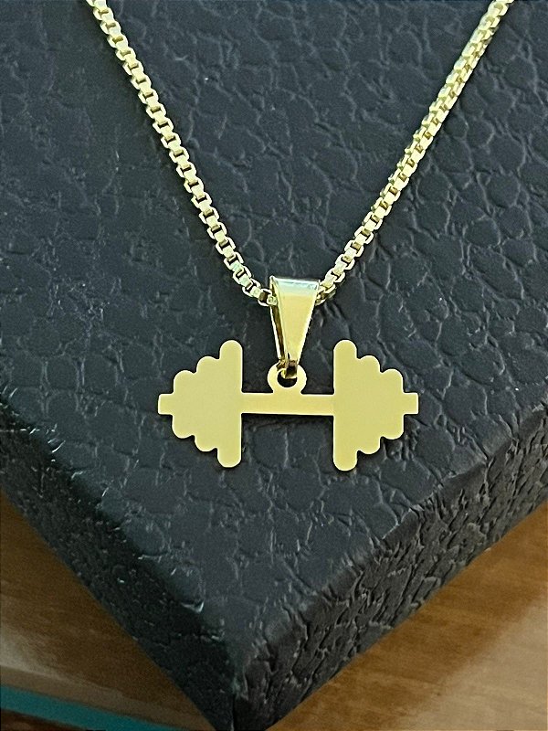 PINGENTE PINGENTE ACADEMIA HALTER ( 1,5g-   3x3cm) - BANHO DE OURO 18k