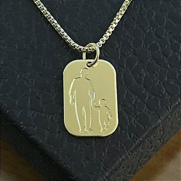Pingente Placa Pai e filho – Banhado a Ouro 18K