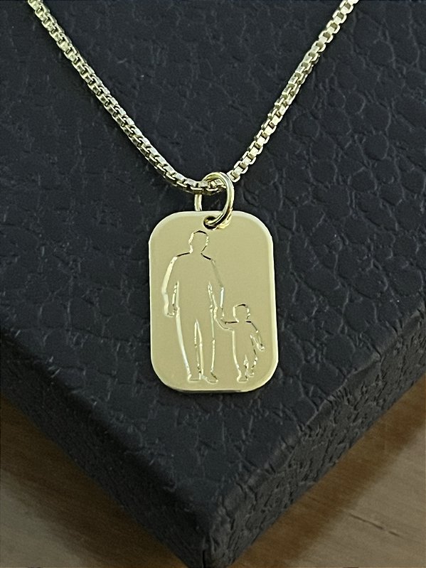 PINGENTE PAI E FILHO  ( 1,5g-   3x3cm) - BANHO DE OURO 18k