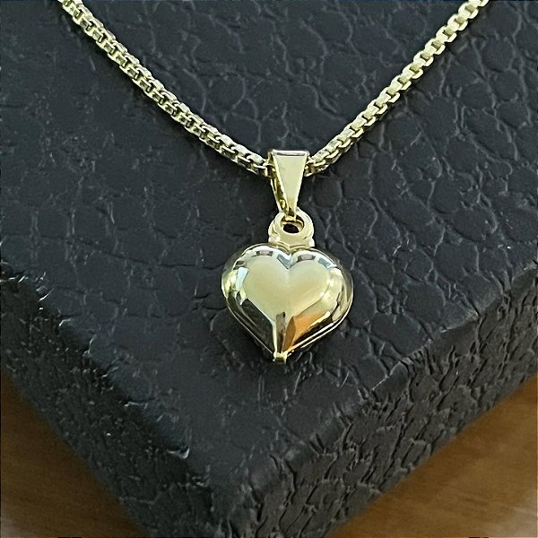 Pingente Coração Liso boloado – Banhado a Ouro 18K
