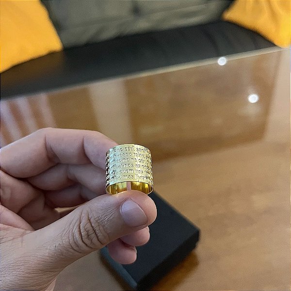 Anel Pai-Nosso Regulável – Banhado a Ouro 18K