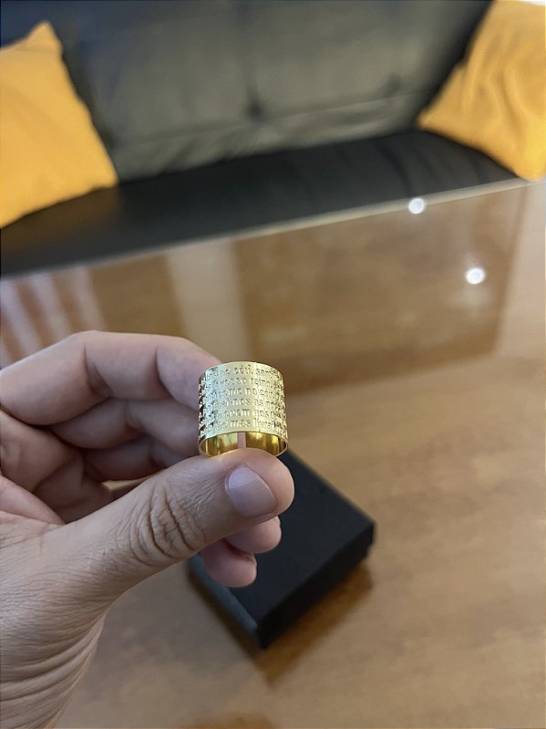 ANEL PAI NOSSO REGULÁVEL 8g  15mm - BANHADO A OURO 18K