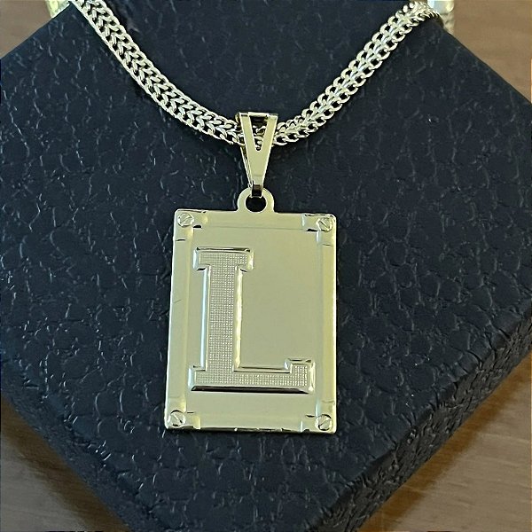 Pingente Placa Letra L – Banhado a Ouro 18K