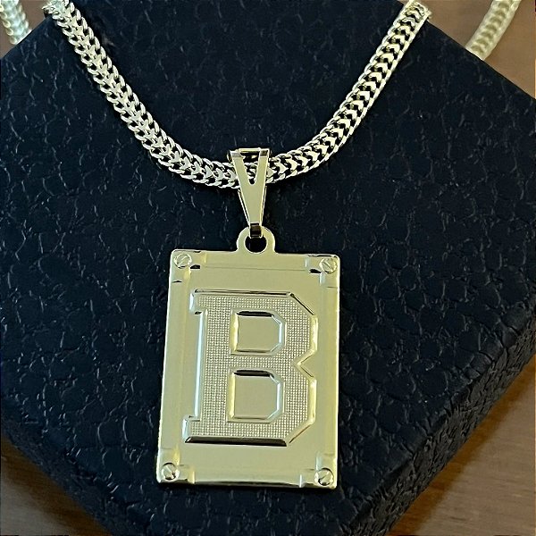 Pingente Placa Letra B – Banhado a Ouro 18K