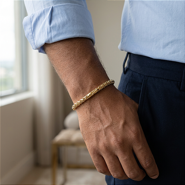 Pulseira 8mm 21cm – Banhada a Ouro 18K