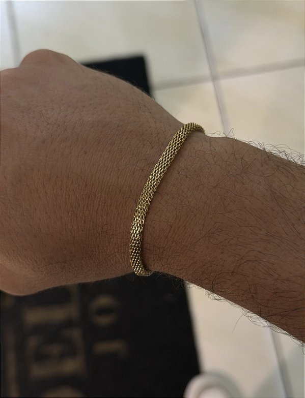 PULSEIRA ESTEIRA (3mm - 4G - 21 CM) -BANHO DE OURO 18k.