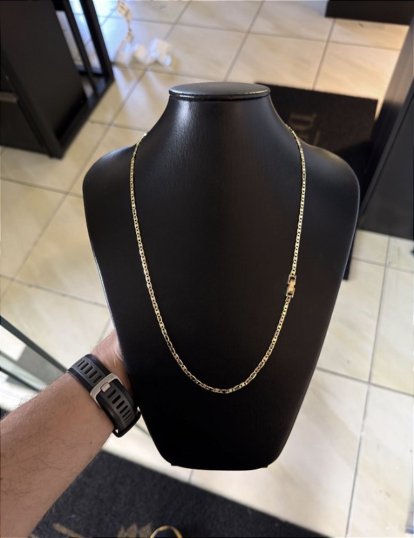 CORRENTE PIASTRINE ( 3MM - 7G - 60CM) - BANHADO A OURO 18K