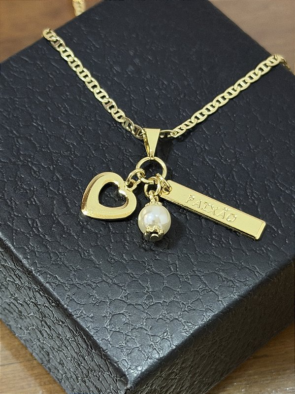 PINGENTE PAIXÃO COM CORAÇÃO P. ( 1,5g ) - BANHO DE OURO 18k.