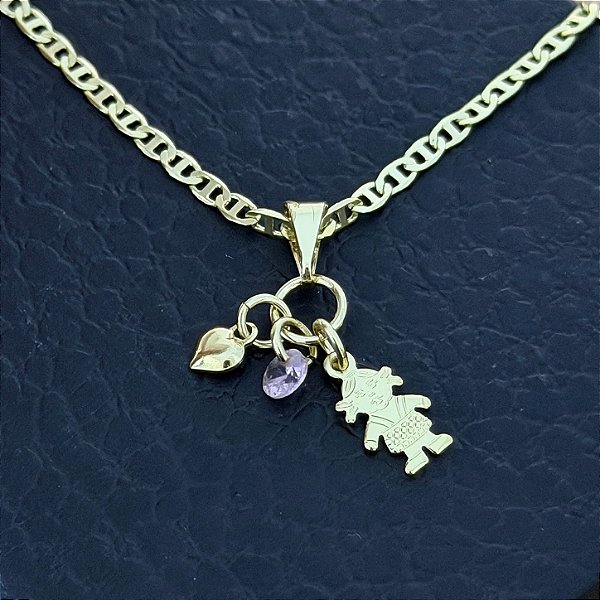 Pingente Menina com Zircônia – Banhado a Ouro 18K