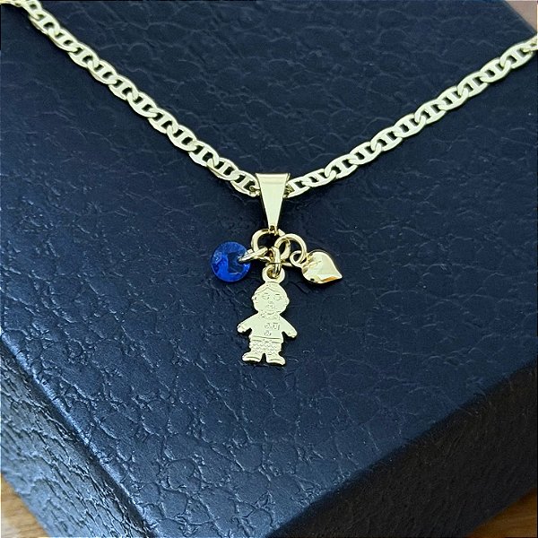 Pingente Menino com Zircônia – Banhado a Ouro 18K