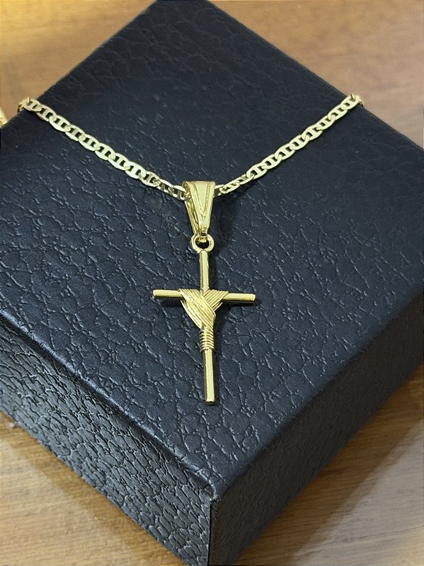 PINGENTE CRUZ AMARRADA ( 4G ) - BANHO DE OURO 18k.