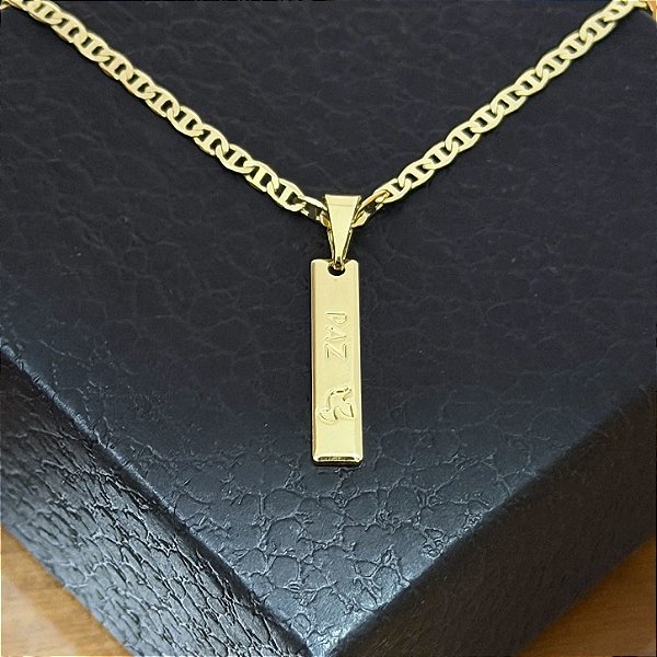 Pingente Plaquinha Paz – Banhado a Ouro 18K