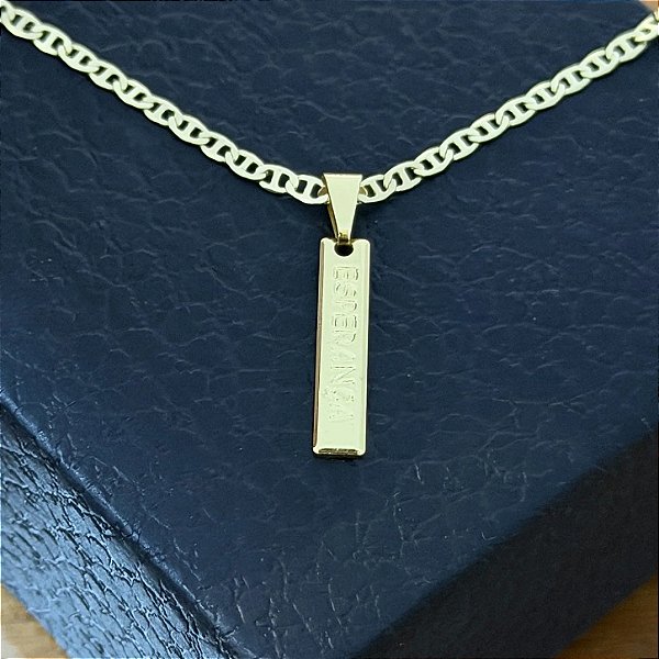 Pingente Plaquinha Esperança – Banhado a Ouro 18K