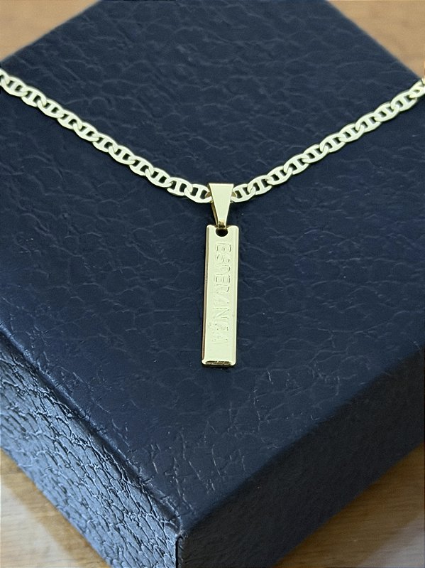 PINGENTE PLAQUINHA ESPERANÇA ( 1g ) - BANHO DE OURO 18k.