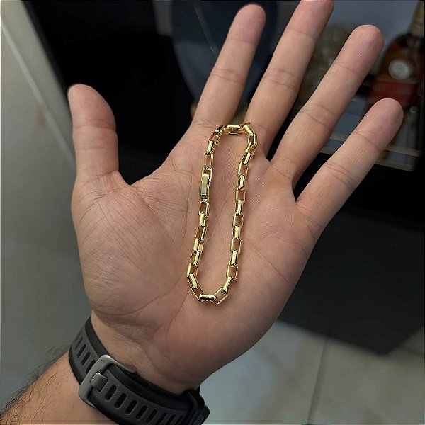 Pulseira Tijolinho 3mm 20cm – Banhada a Ouro 18K