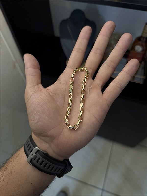 PULSEIRA TIJOLINHO ( 3mm - 8g-20CM) - FECHO GAVETA - BANHO DE OURO 18k.