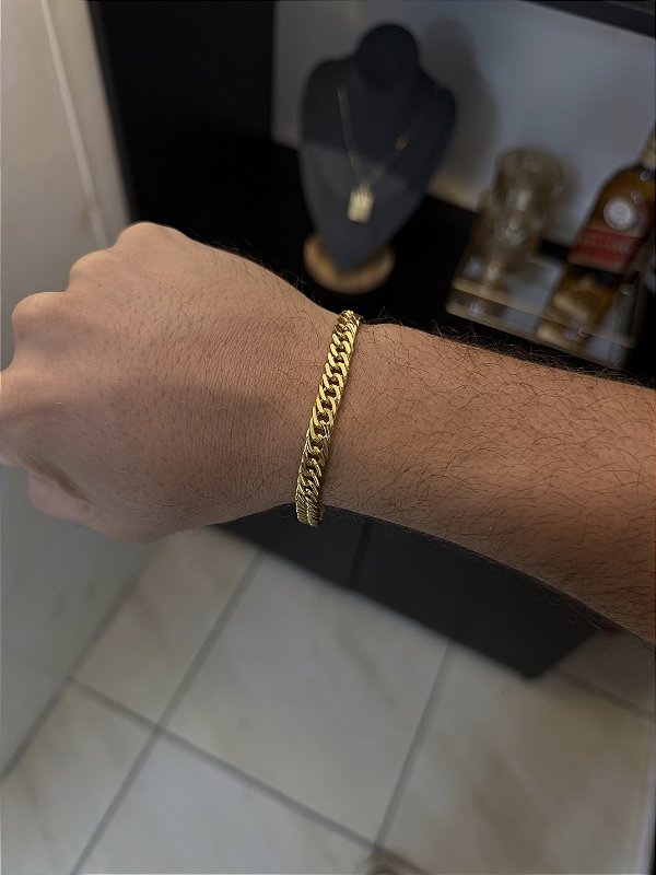 PULSEIRA LACRAIA (7MM -6G-21 CM) - FECHO MOSQUETÃO - BANHO DE OURO 18K.