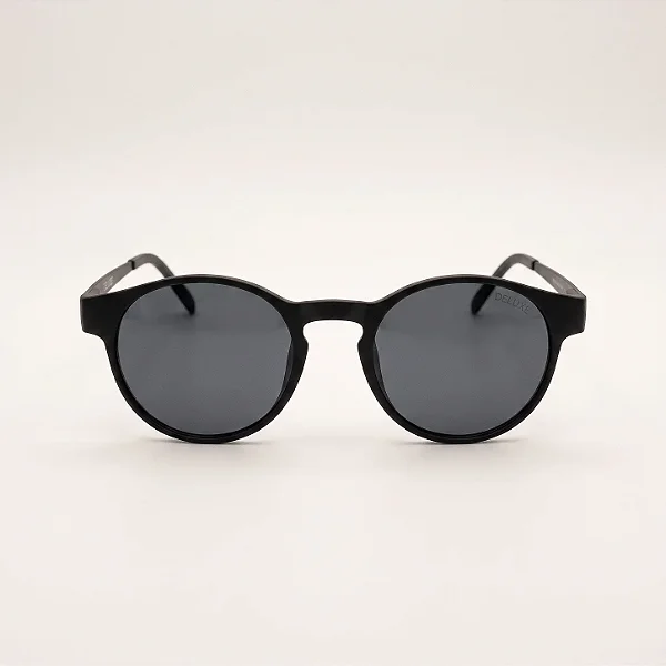 Óculos de Sol Redondo Preto Fosco com Proteção UV400