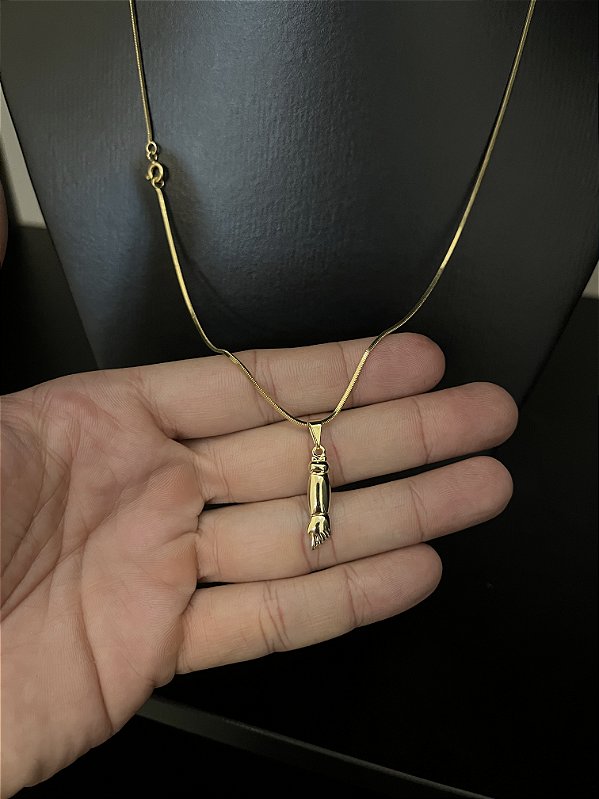 CORRENTE RABO DE RATO (1.8MM - 60cm ou 70cm) + PINGENTE FIGA - BANHADO A OURO 18k