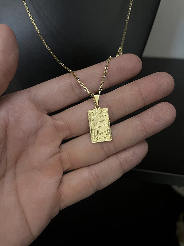 CORRENTE TIJOLINHO (1.5MM-50cm, 60cm ou 70cm +) + PINGENTE PLACA SALMOS