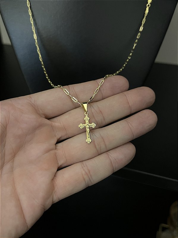 CORRENTE CARTIE (1.5MM-50cm, 60cm ou 70cm +) + PINGENTE CRUCIFIXO PP MINI